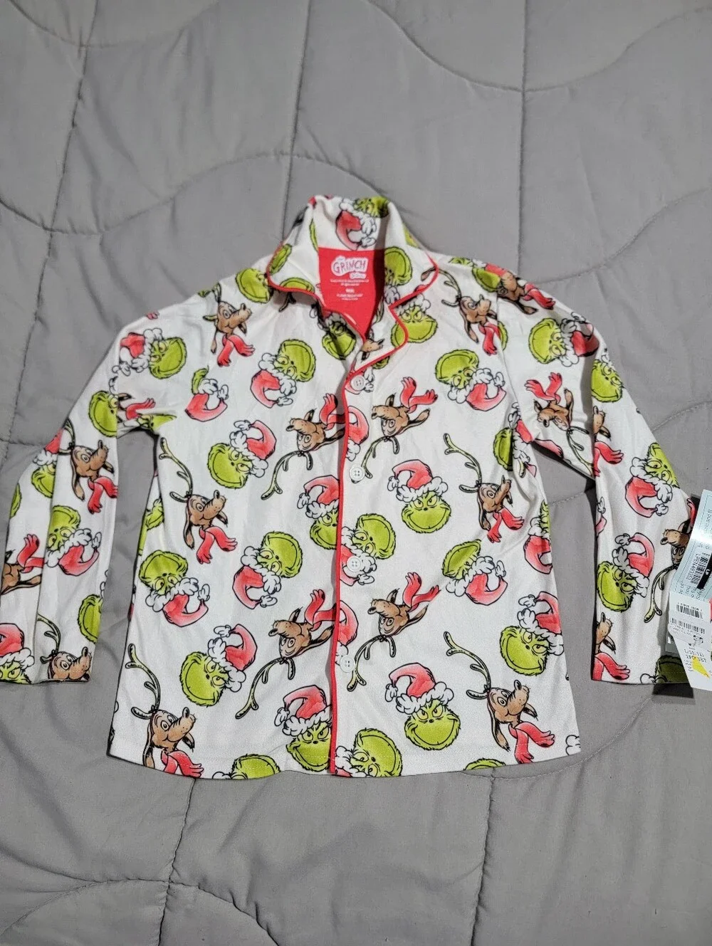 Dr. Seuss How The Grinch Stole Christmas Button Up Pajama Top - Size Medium (8)
